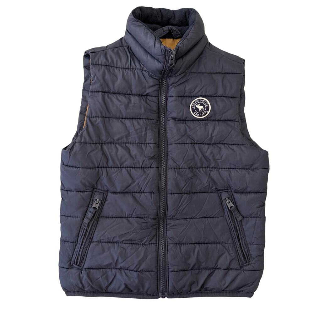 Abercrombie Kids Boys Vest Size 6 XXS Youth Gray Zipper Puffer Lightweight